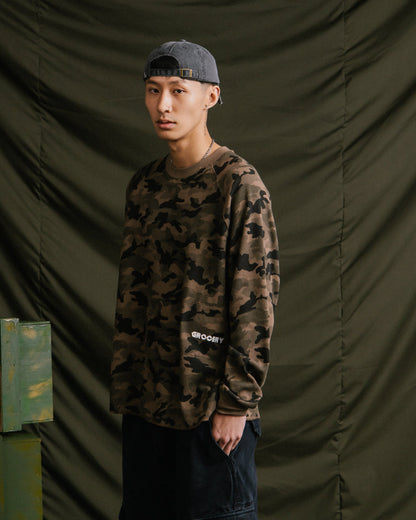 GROCERY WAFFLE LOGO LONG TOP/ CAMO - GROGROCERY