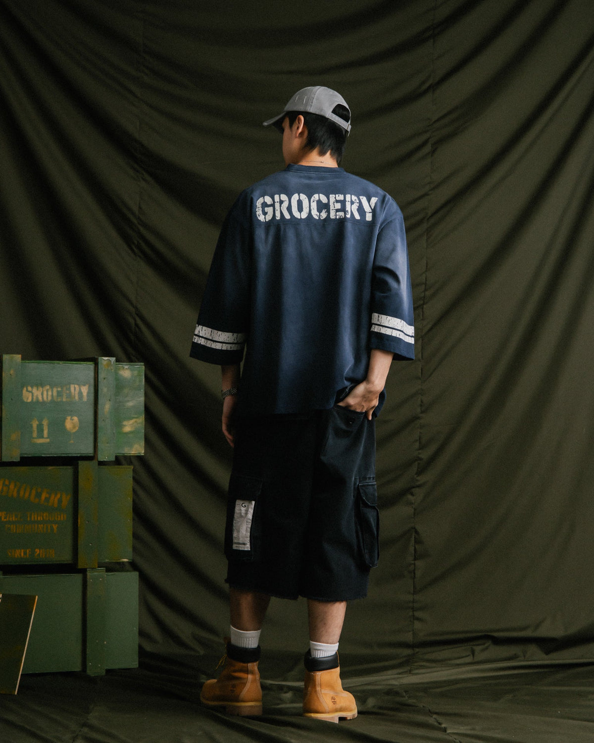 GROCERY WASHED 24 MID SLEEVE TEE/ NAVY - GROGROCERY