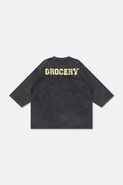 GROCERY WASHED 24 MID SLEEVE TEE/ WASHED BLACK - GROGROCERY