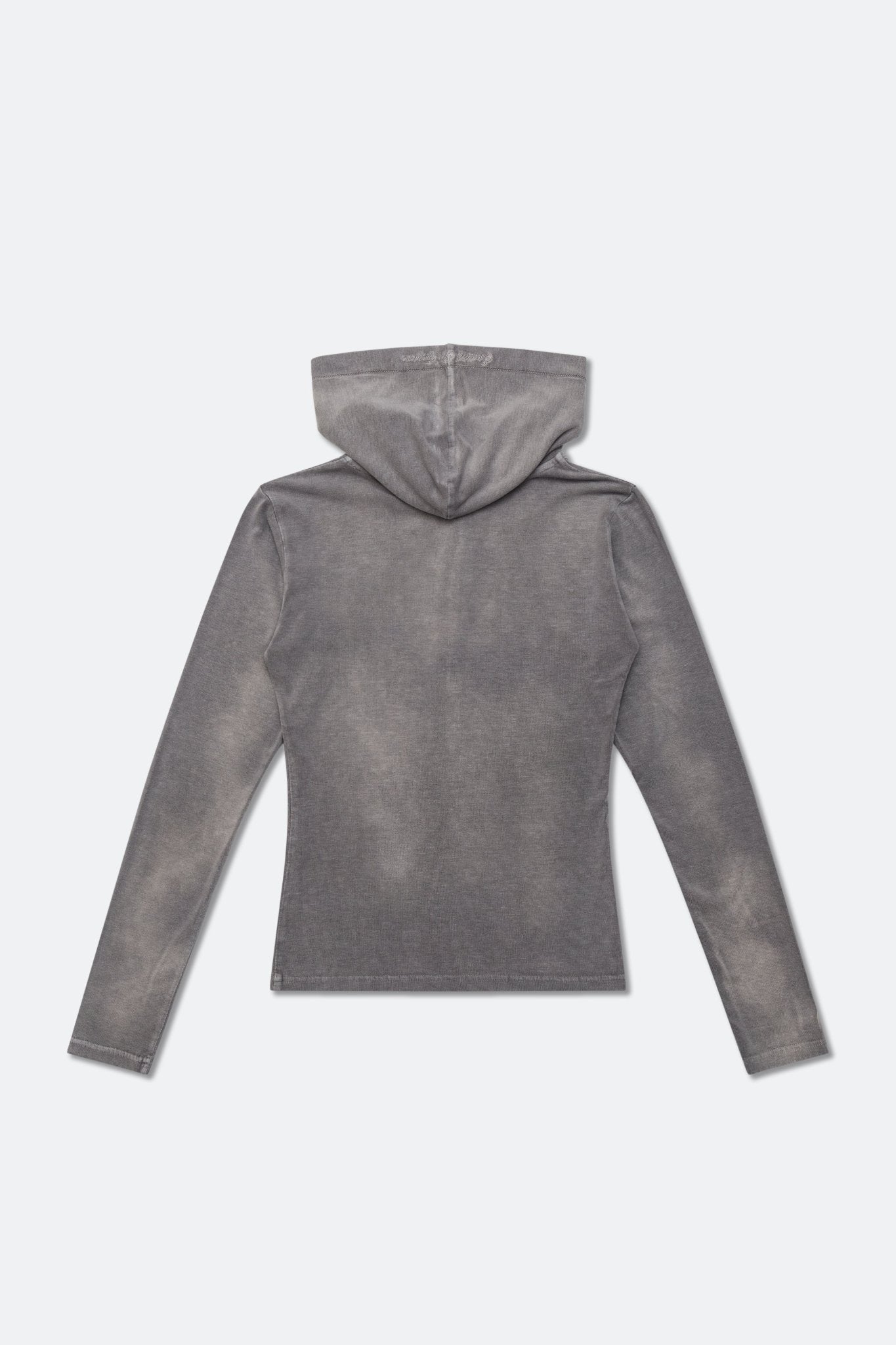 GROCERY WASHED BUTTON NECK HOODED LONG TOP/ FADED GREY - GROGROCERY