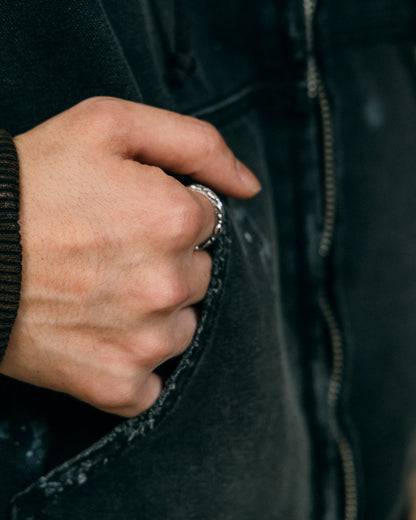 GROCERY WASHED CANVAS HOODED WORK JACKET/ FADED BLACK - GROGROCERY