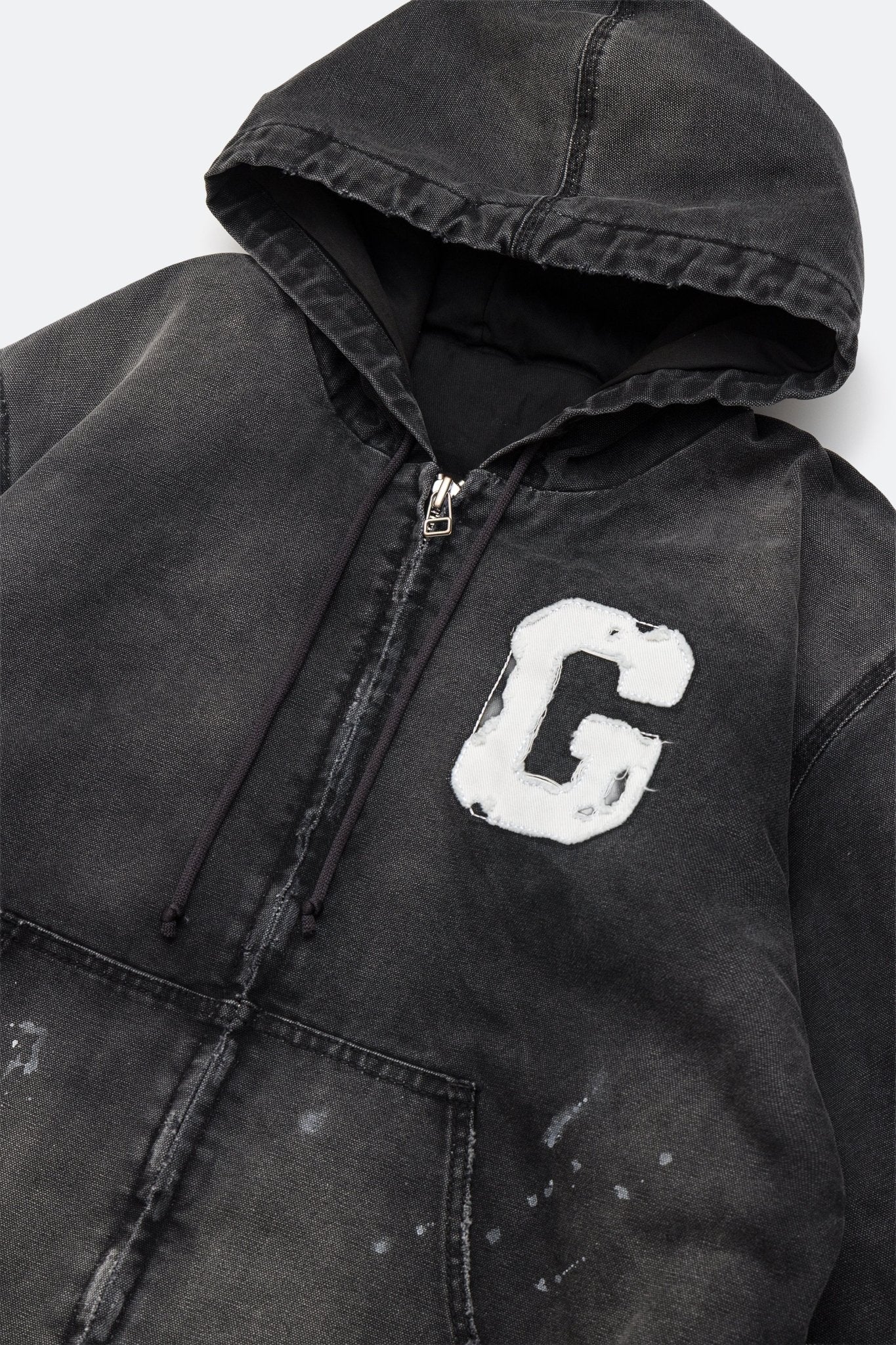 GROCERY WASHED CANVAS HOODED WORK JACKET/ FADED BLACK - GROGROCERY