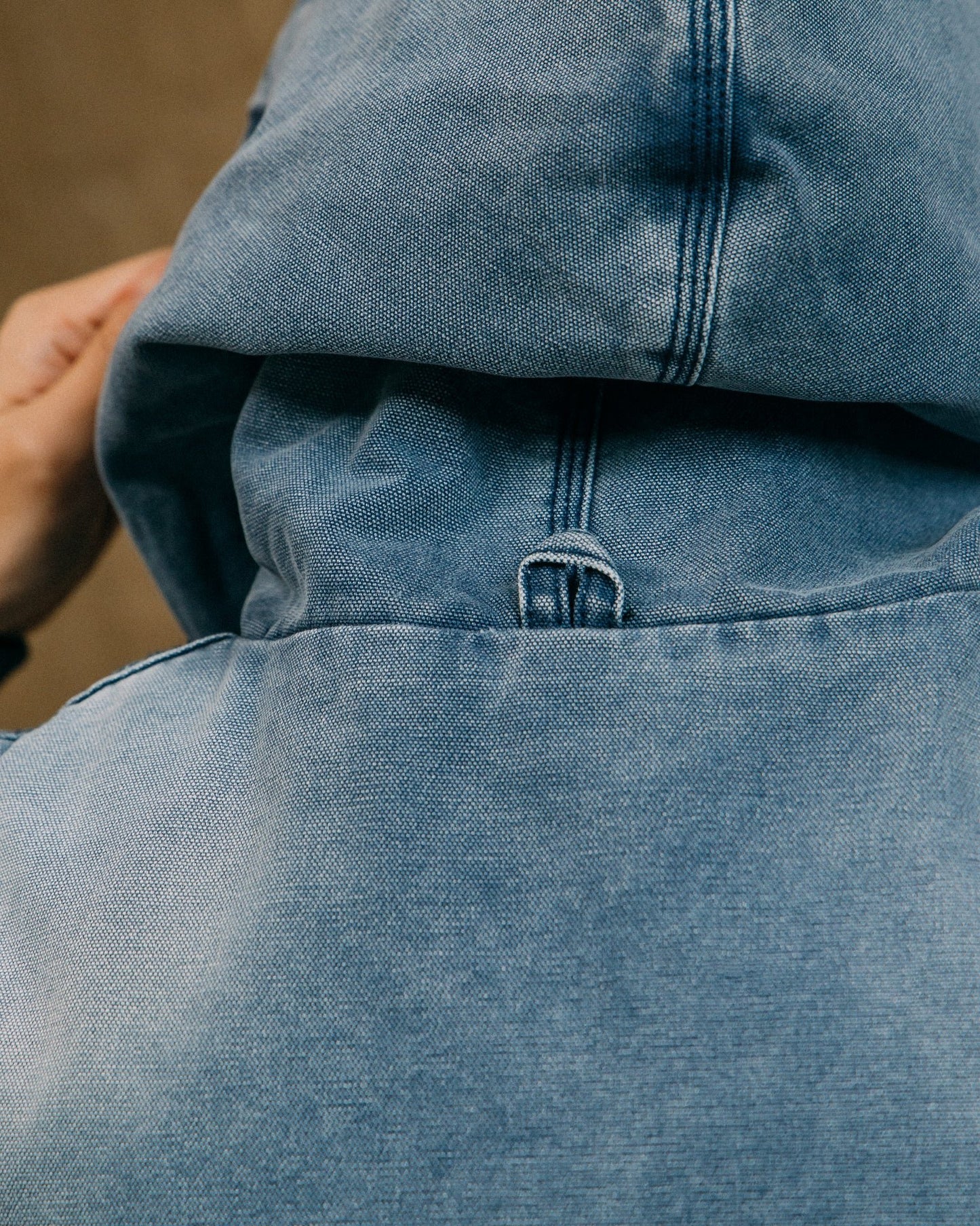 GROCERY WASHED CANVAS HOODED WORK JACKET/ FROSTY BLUE - GROGROCERY