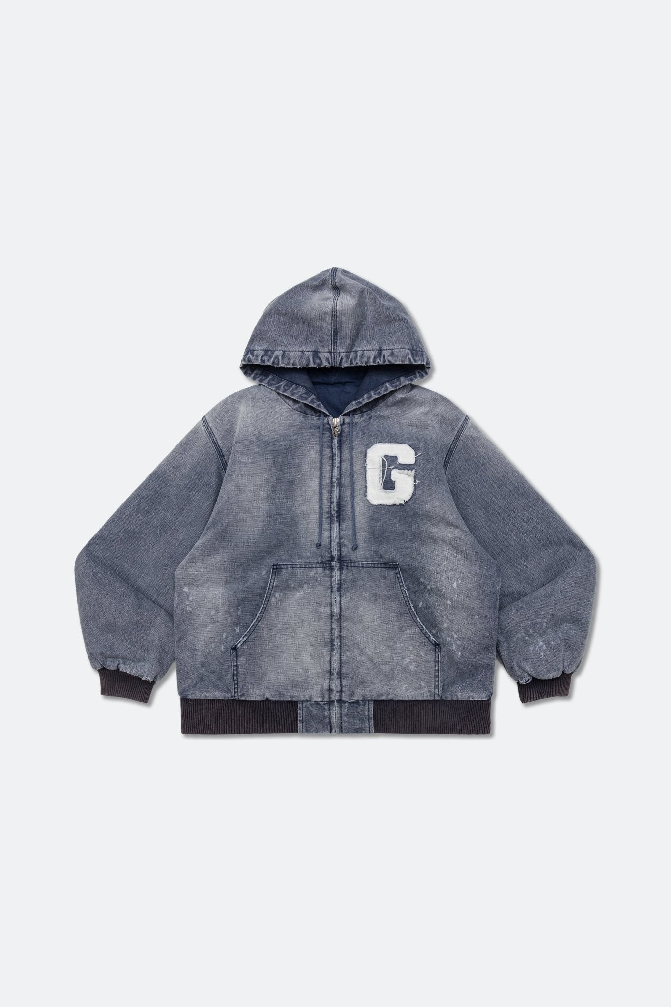 GROCERY WASHED CANVAS HOODED WORK JACKET/ FROSTY BLUE - GROGROCERY