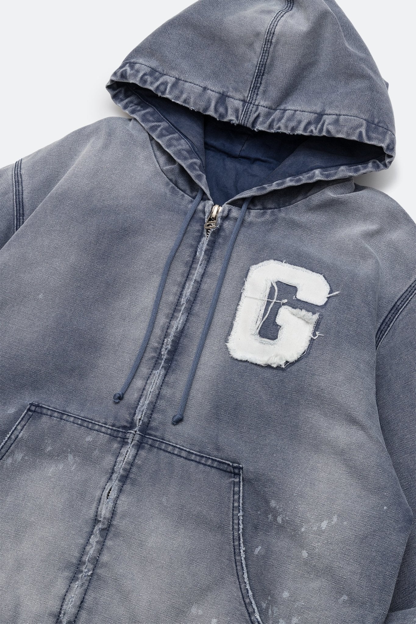 GROCERY WASHED CANVAS HOODED WORK JACKET/ FROSTY BLUE - GROGROCERY