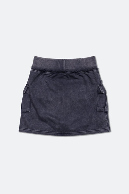 GROCERY WASHED CARGO MINI SWEAT SKIRT/ BLACK - GROGROCERY