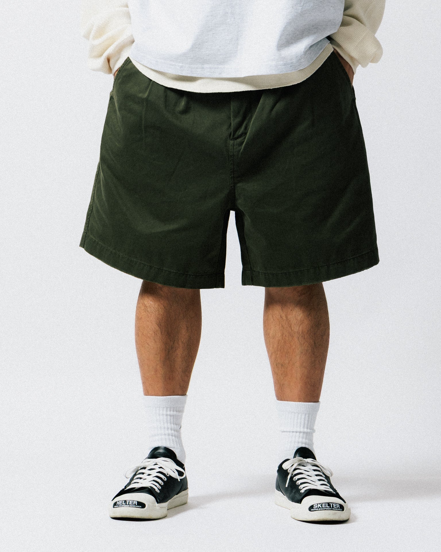 GROCERY WASHED CHINO SHORTS/ OLIVE - GROGROCERY