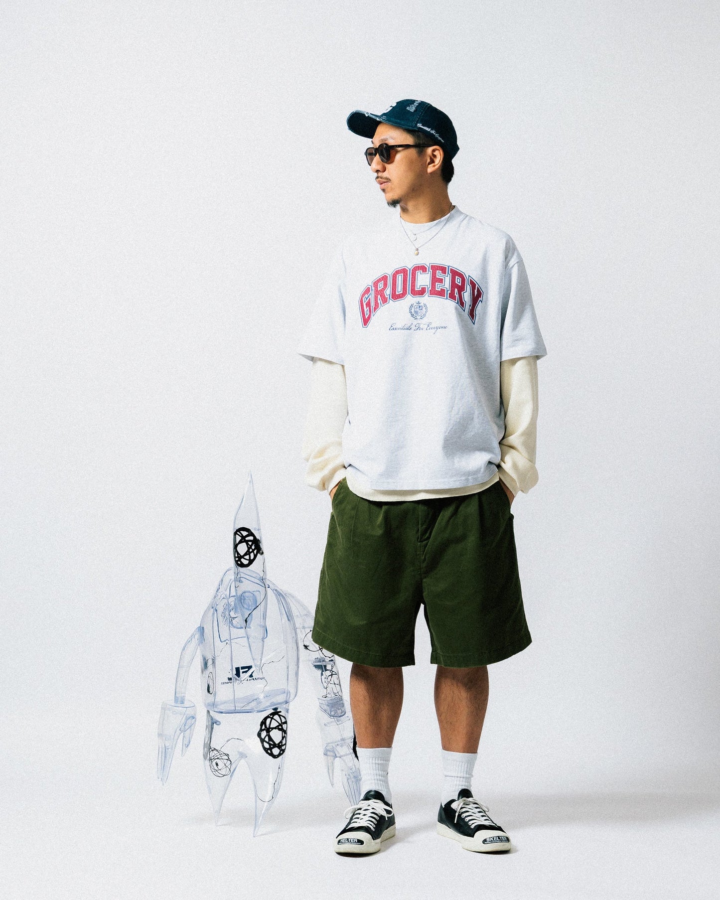 GROCERY WASHED CHINO SHORTS/ OLIVE - GROGROCERY