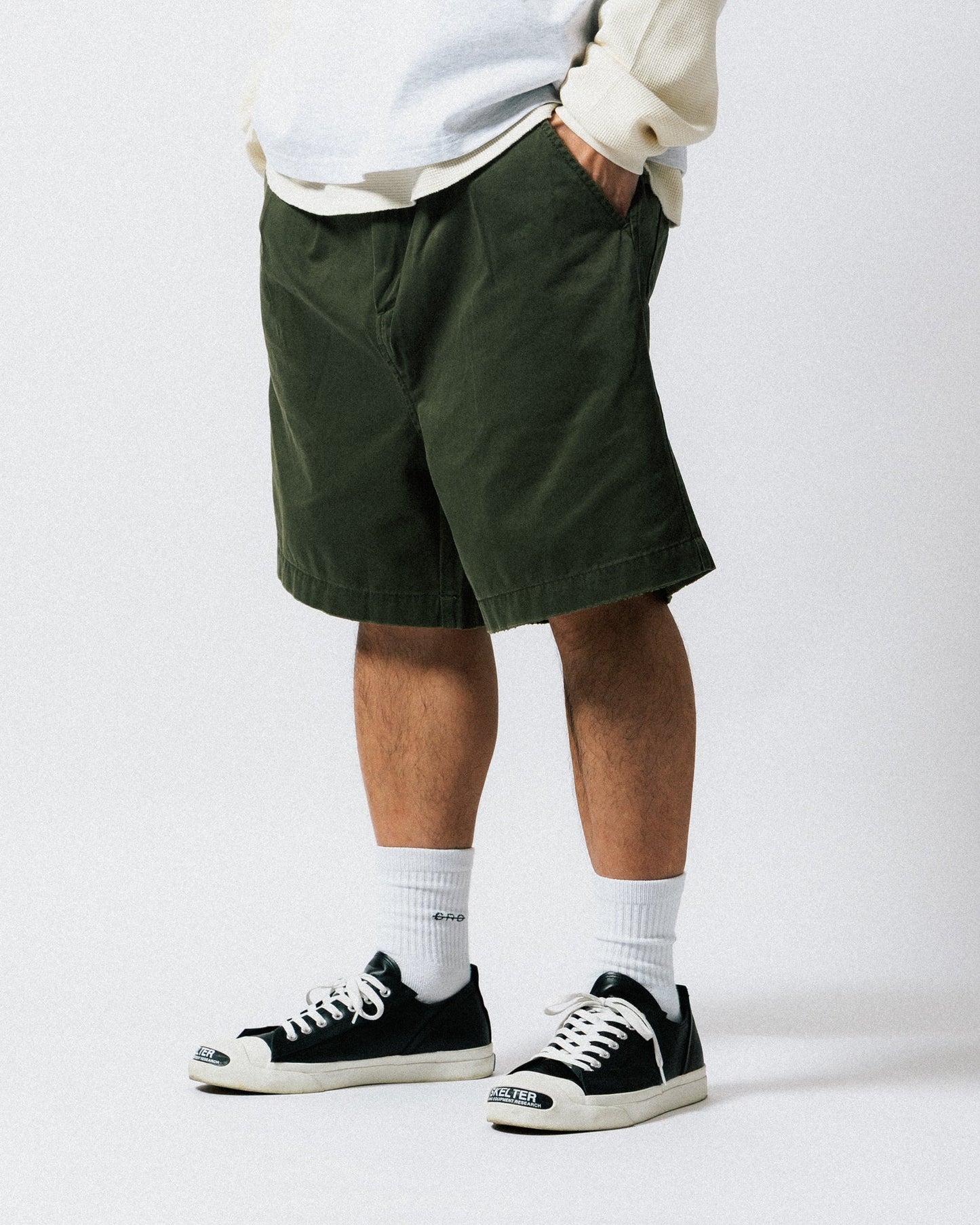 GROCERY WASHED CHINO SHORTS/ OLIVE - GROGROCERY