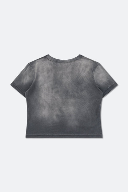 GROCERY WASHED COLLEGE BABY TEE/ FADED GREY - GROGROCERY