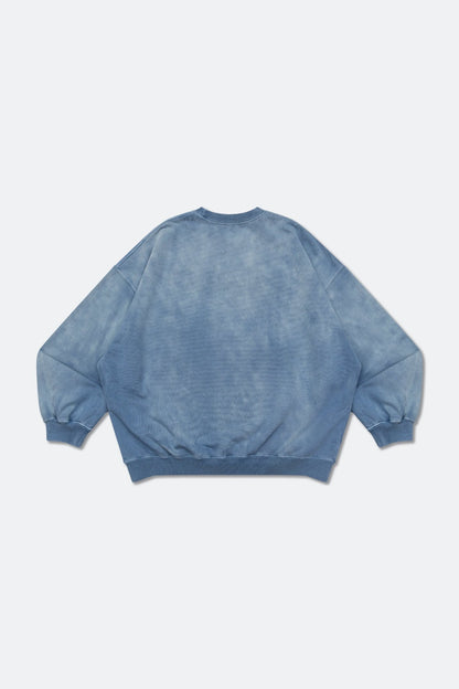 GROCERY WASHED COLLEGE LOGO CREWNECK SWEATER/ FADED BLUE - GROGROCERY