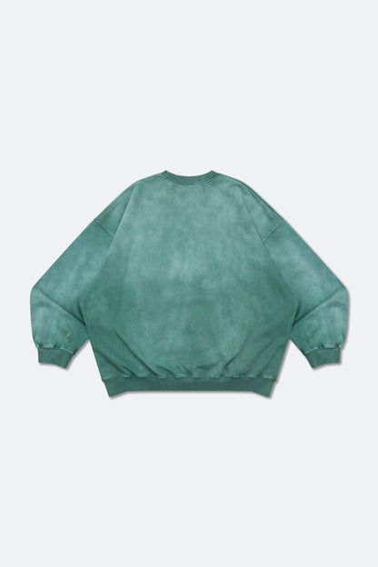 GROCERY WASHED COLLEGE LOGO CREWNECK SWEATER/ FADED GREEN - GROGROCERY