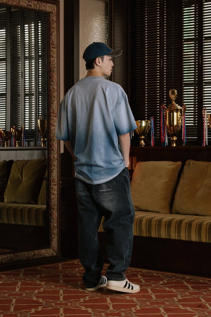 GROCERY WASHED COLLEGE PATCHWORK GRAPHIC TEE/ SUN FADED BLUE - GROGROCERY