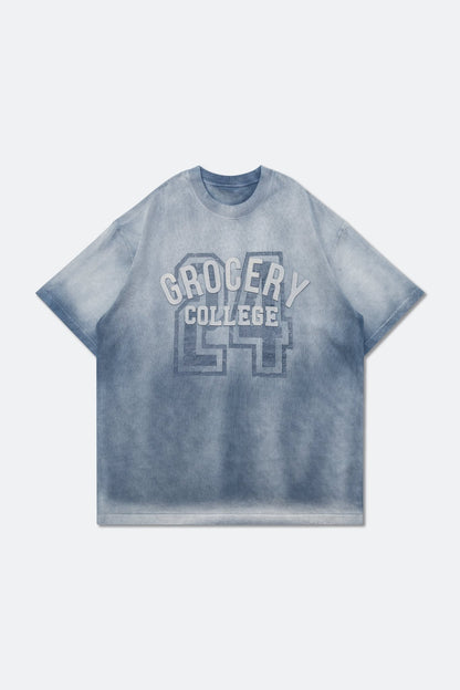 GROCERY WASHED COLLEGE PATCHWORK GRAPHIC TEE/ SUN FADED BLUE - GROGROCERY