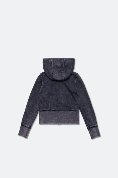 GROCERY WASHED CROPPED ZIP UP HOODIE/ BLACK - GROGROCERY