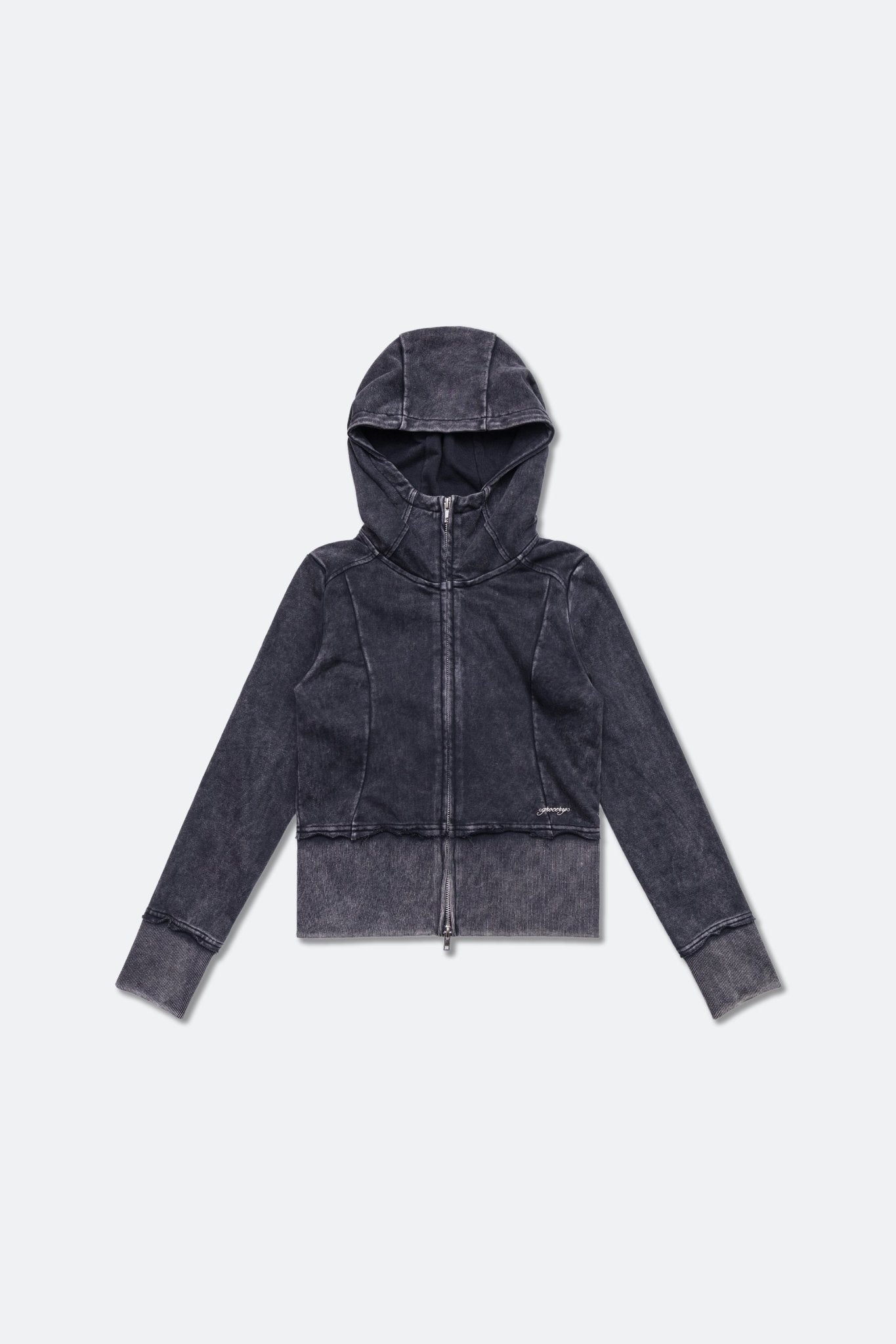 GROCERY WASHED CROPPED ZIP UP HOODIE/ BLACK - GROGROCERY