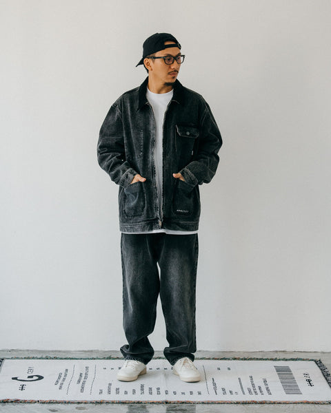 GROCERY WASHED DENIM CHORE JACKET/ BLACK - GROGROCERY