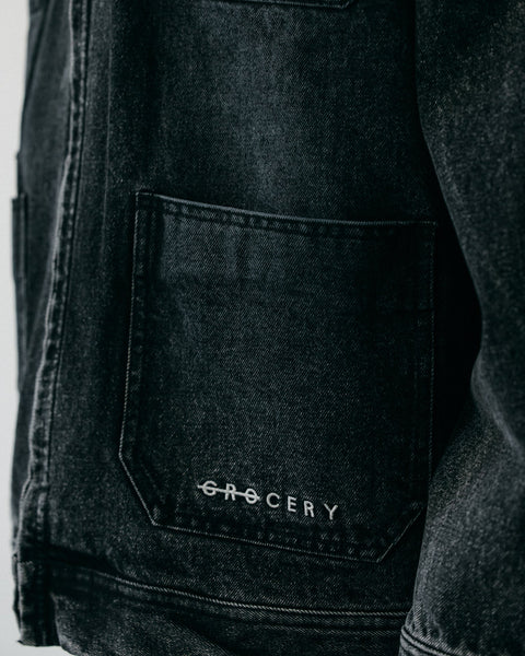 GROCERY WASHED DENIM CHORE JACKET/ BLACK - GROGROCERY