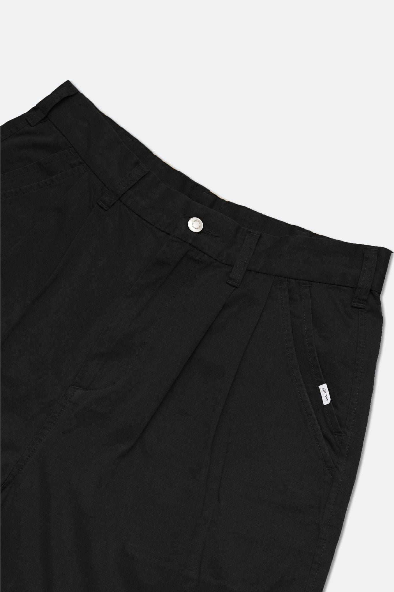 GROCERY WASHED DOUBLE POCKET DISTRESSED CHINO SHORTS/ BLACK - GROGROCERY