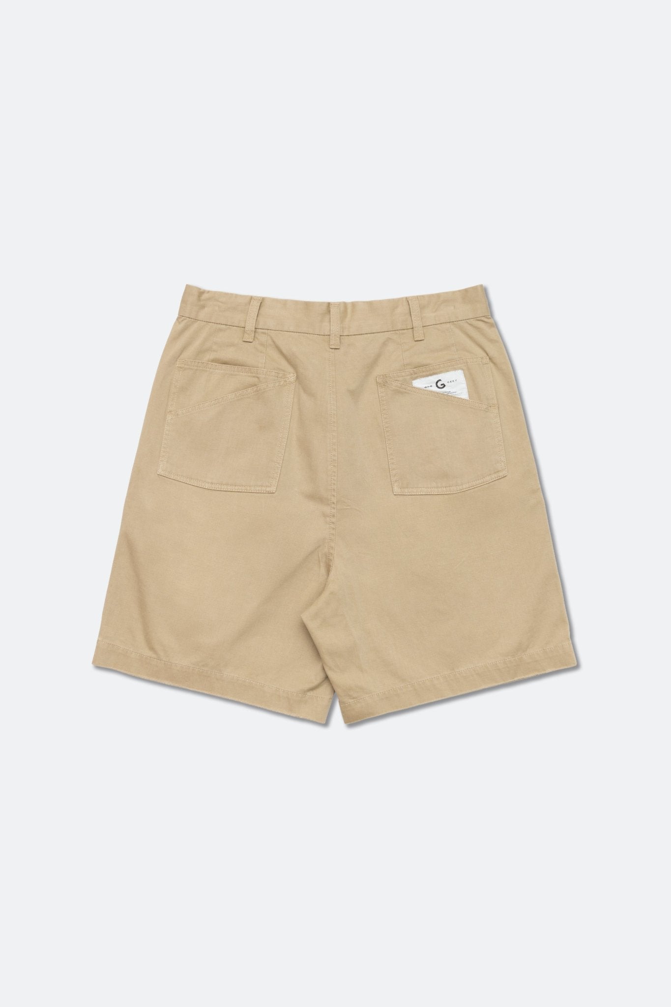 GROCERY WASHED DOUBLE POCKET DISTRESSED CHINO SHORTS/ KHAKI - GROGROCERY