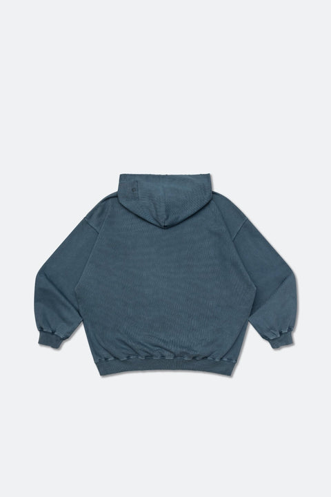 GROCERY WASHED EMBROIDERY LOGO HOODIE/ TEAL - GROGROCERY