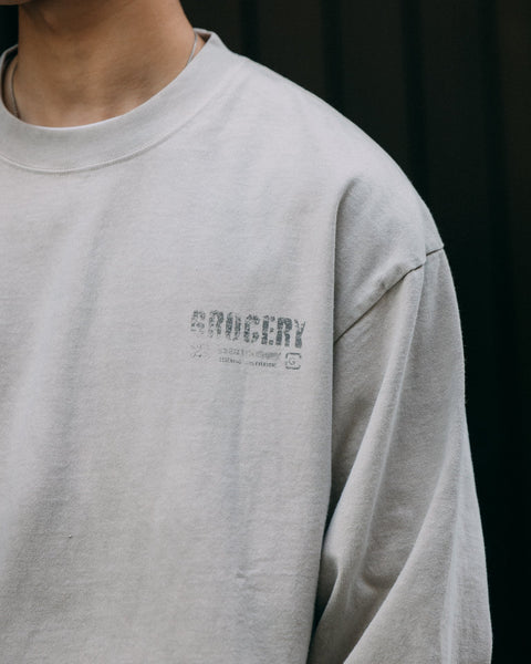 GROCERY WASHED G - LOGO GRAPHIC LONG TOP/ DESERT GREY - GROGROCERY