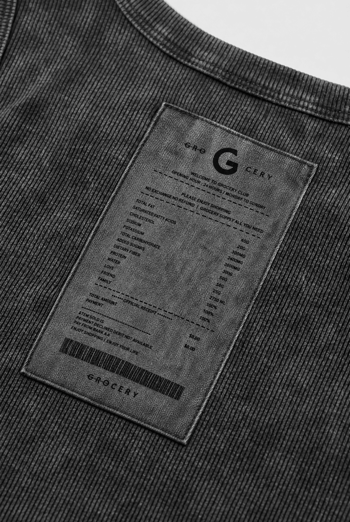 GROCERY WASHED INVOICE TANK TOP/ CHARCOAL - GROGROCERY