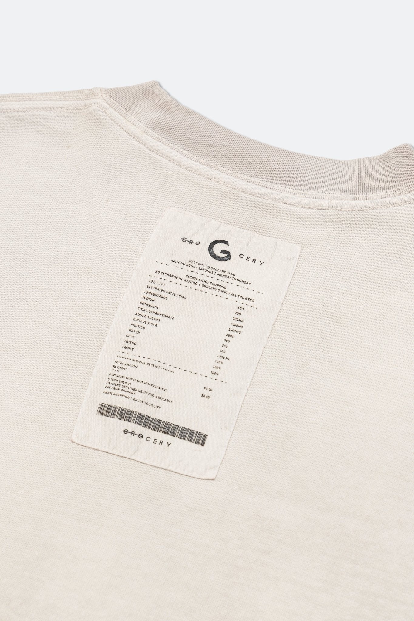 GROCERY WASHED INVOICE TEE/ FADED CREAM - GROGROCERY