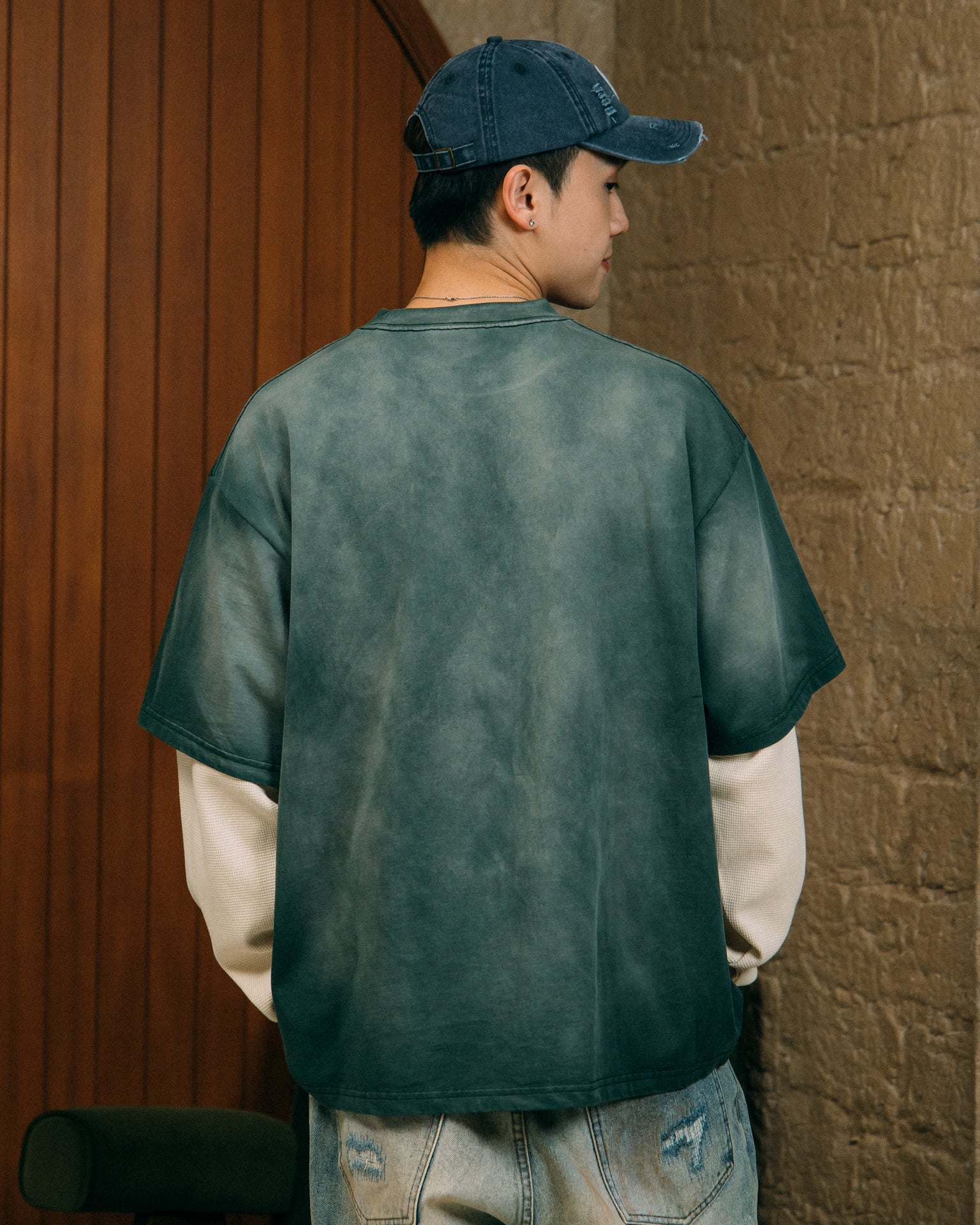 GROCERY WASHED LAYERED LONG TOP/ FADED GREEN - GROGROCERY