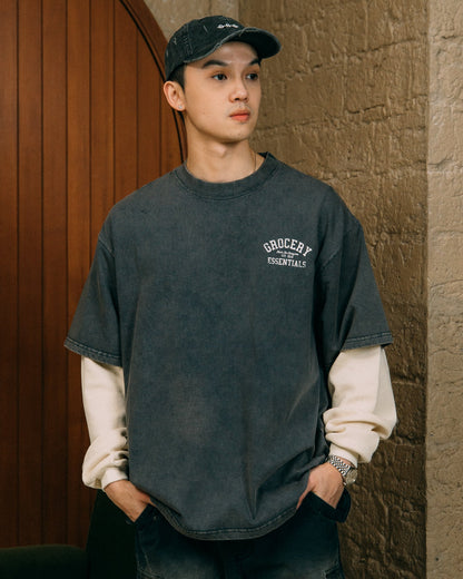 GROCERY WASHED LAYERED LONG TOP/ WASHED CHARCOAL - GROGROCERY