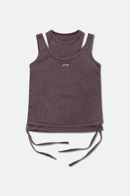 GROCERY WASHED LAYERED TANK TOP/ CHARCOAL - GROGROCERY
