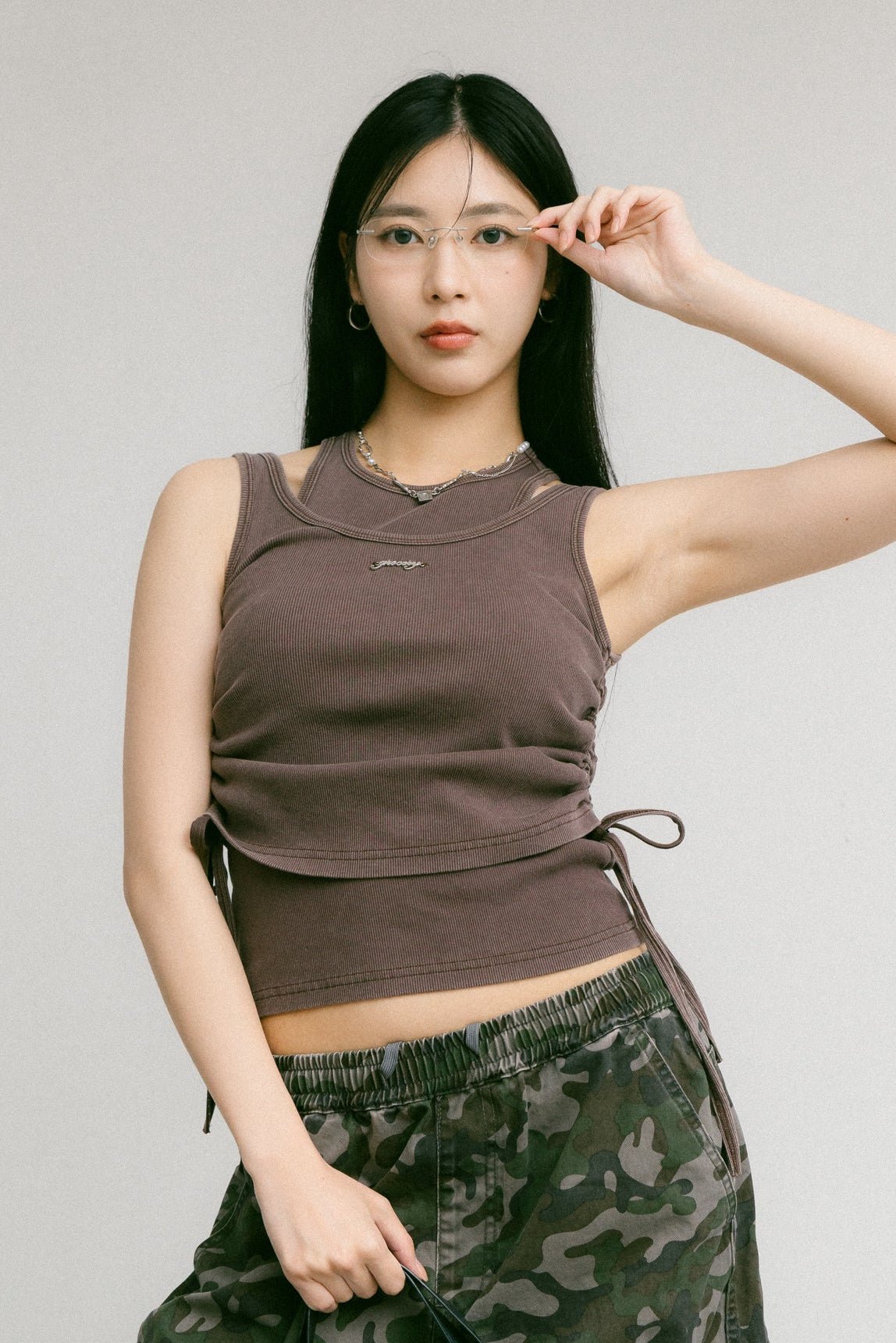 GROCERY WASHED LAYERED TANK TOP/ CHARCOAL - GROGROCERY