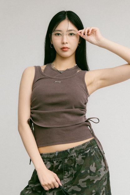 GROCERY WASHED LAYERED TANK TOP/ CHARCOAL - GROGROCERY