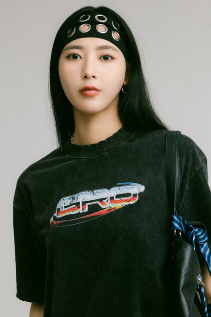 GROCERY WASHED OVERSIZED LOGO TEE/ BLACK - GROGROCERY