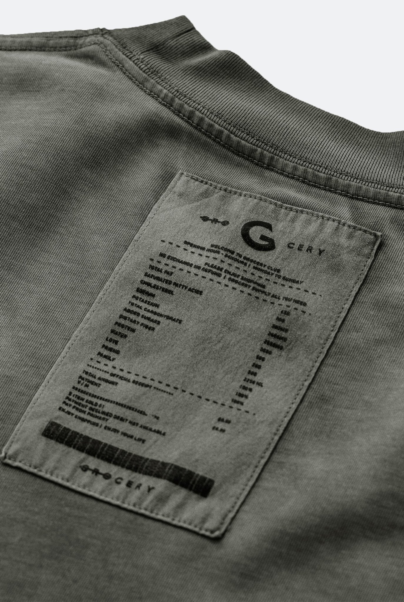 GROCERY WASHED POCKET INVOICE BOXY TEE/ SUN FADE DARK OLIVE - GROGROCERY
