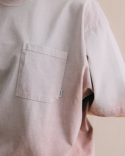 GROCERY WASHED POCKET INVOICE BOXY TEE/ SUN FADE PINK - GROGROCERY