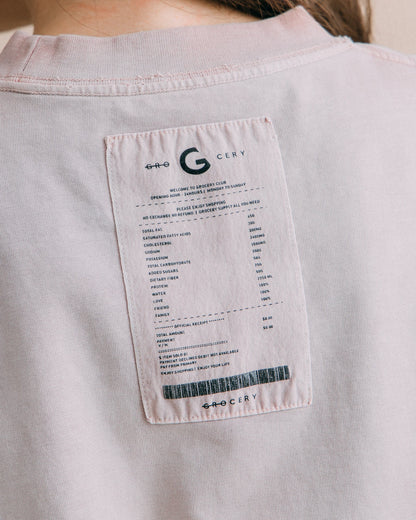 GROCERY WASHED POCKET INVOICE BOXY TEE/ SUN FADE PINK - GROGROCERY