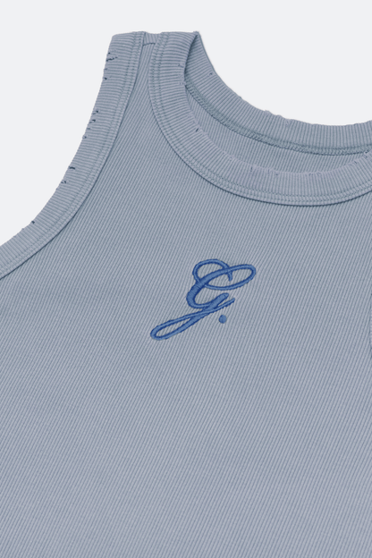 GROCERY WASHED RIBBED TANK TOP/ BLUE - GROGROCERY