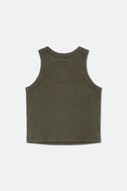 GROCERY WASHED RIBBED TANK TOP/ DARK OLIVE - GROGROCERY