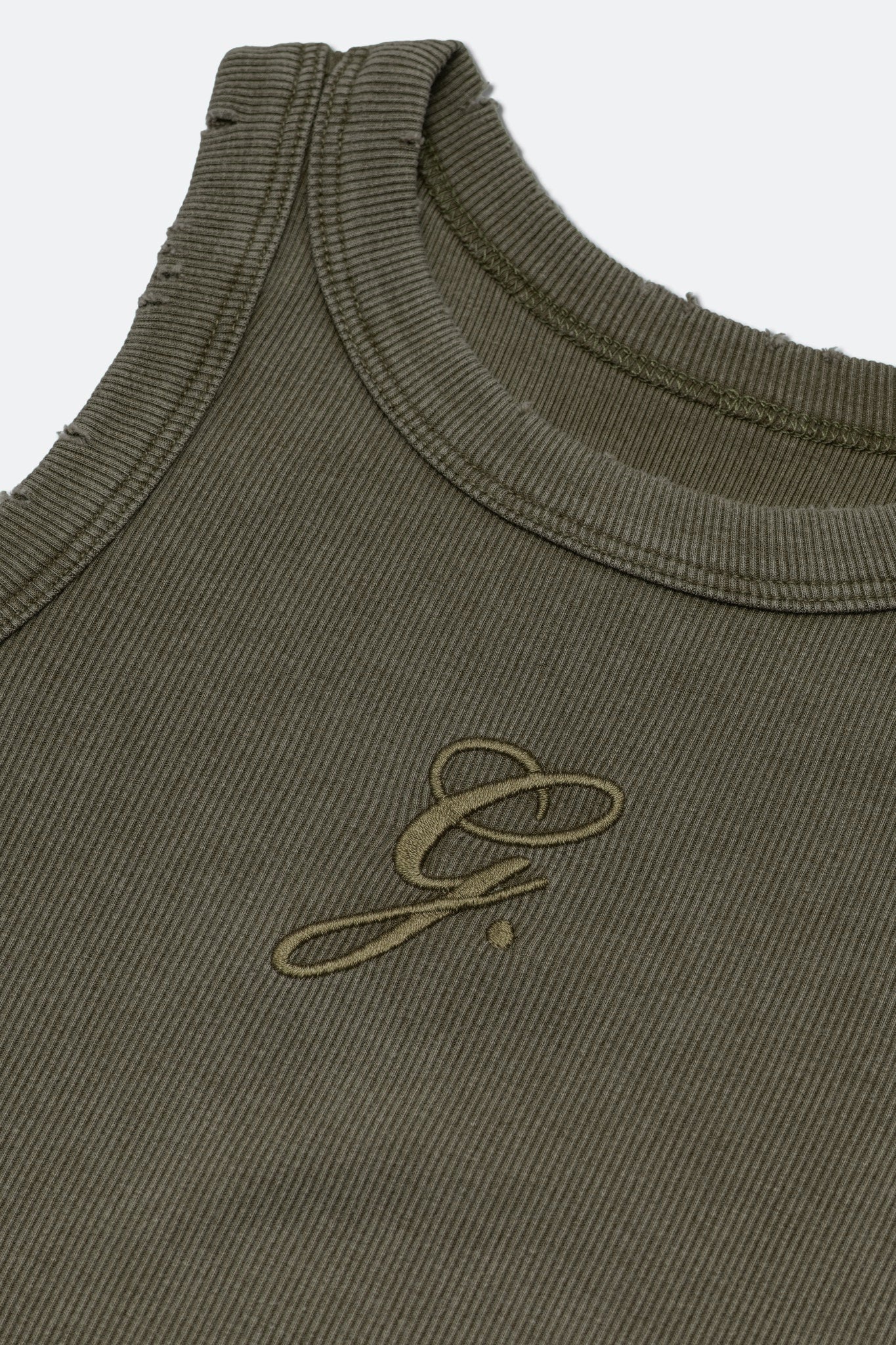 GROCERY WASHED RIBBED TANK TOP/ DARK OLIVE - GROGROCERY