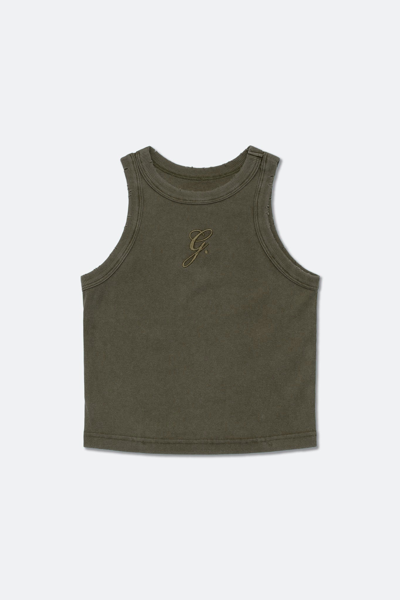 GROCERY WASHED RIBBED TANK TOP/ DARK OLIVE - GROGROCERY