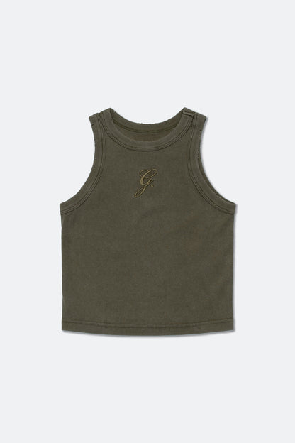 GROCERY WASHED RIBBED TANK TOP/ DARK OLIVE - GROGROCERY