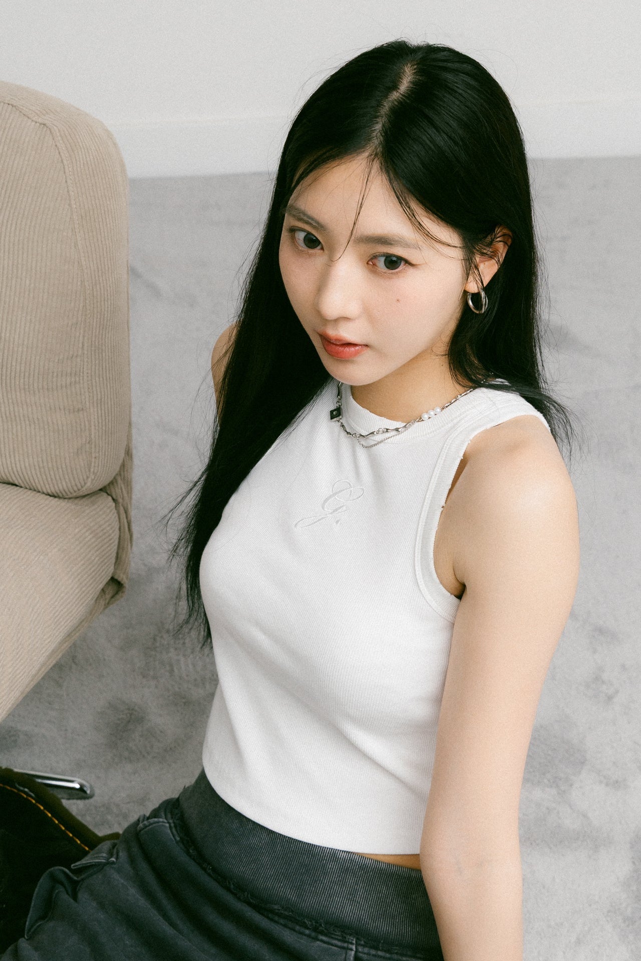 GROCERY WASHED RIBBED TANK TOP/ WHITE - GROGROCERY