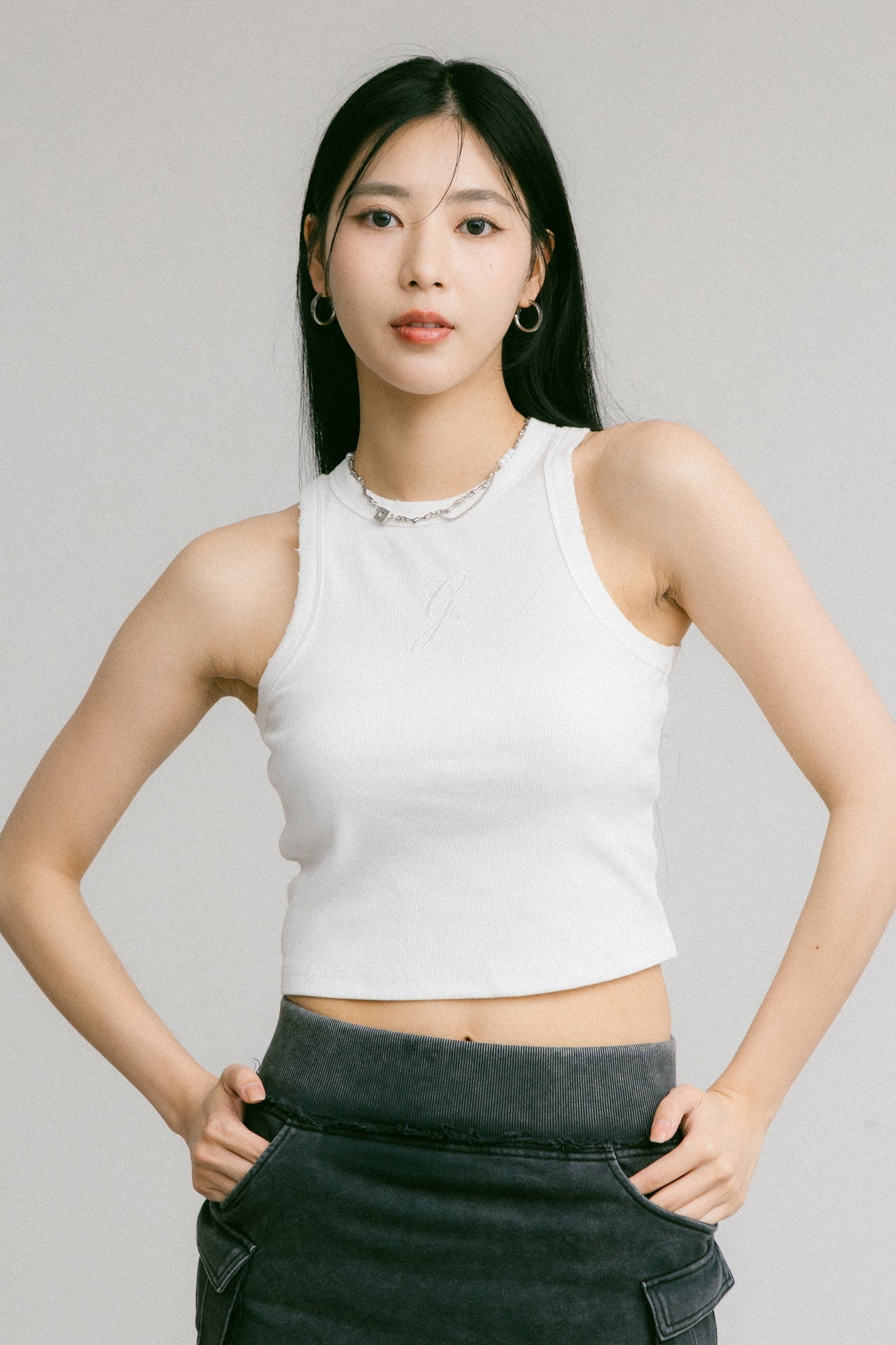 GROCERY WASHED RIBBED TANK TOP/ WHITE - GROGROCERY