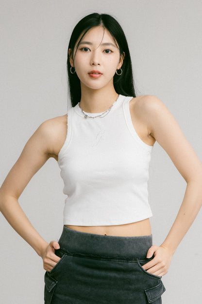 GROCERY WASHED RIBBED TANK TOP/ WHITE - GROGROCERY