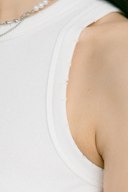 GROCERY WASHED RIBBED TANK TOP/ WHITE - GROGROCERY