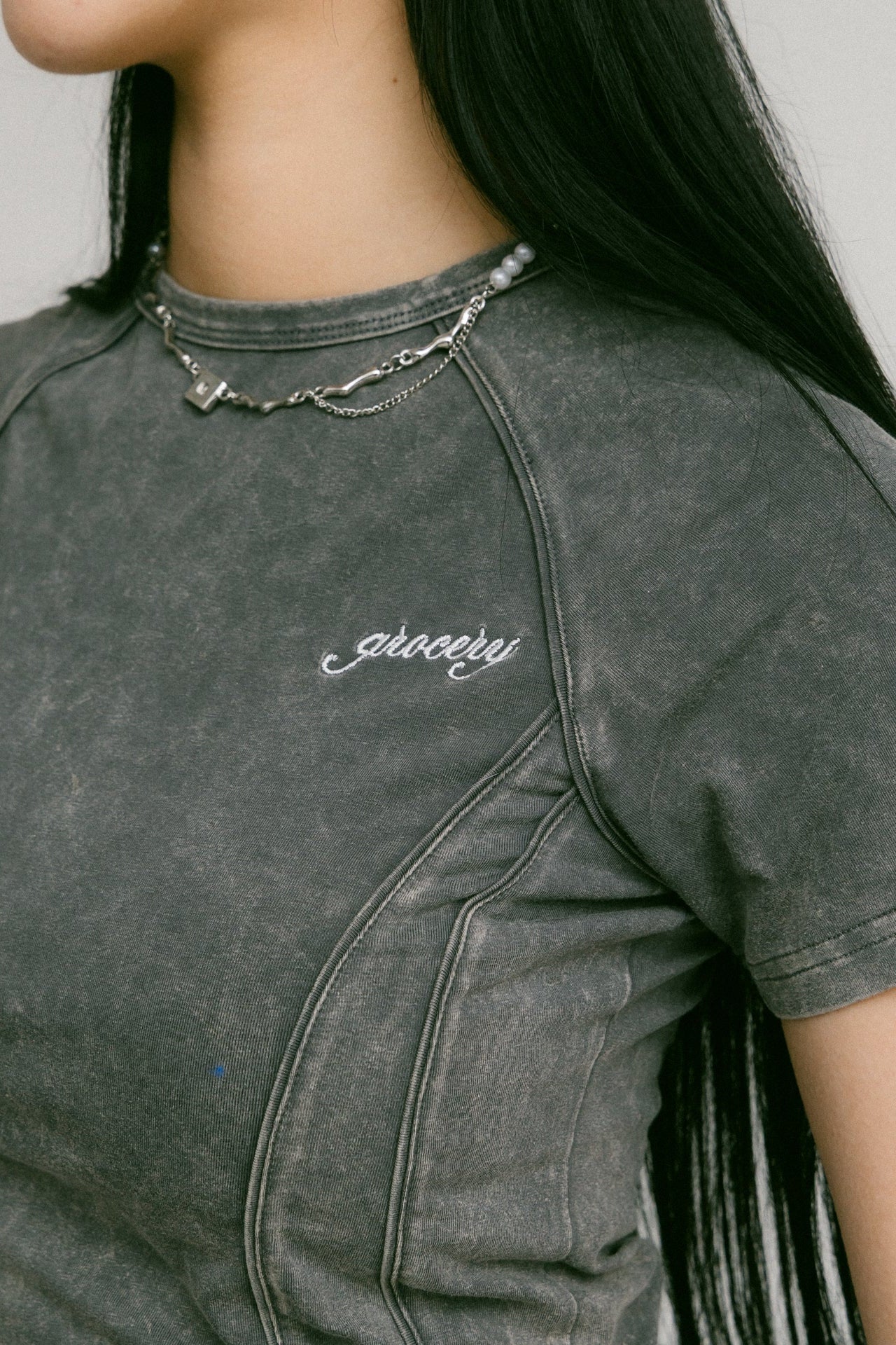 GROCERY WASHED SMALL LOGO BABY TEE/ BLACK - GROGROCERY