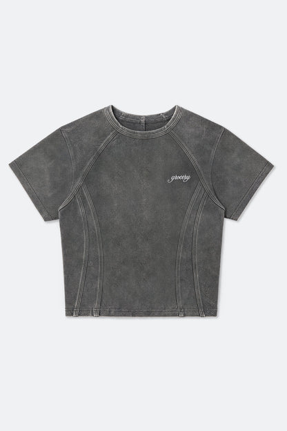 GROCERY WASHED SMALL LOGO BABY TEE/ BLACK - GROGROCERY