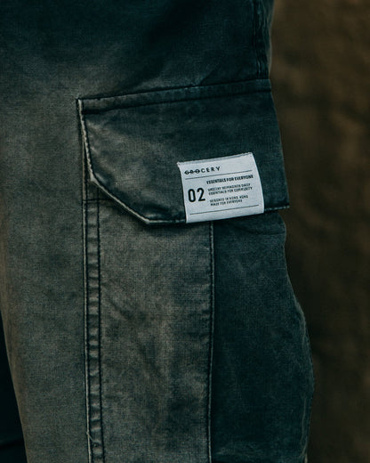 GROCERY WASHED WIDE CARGO PANTS/ FADED BLACK - GROGROCERY