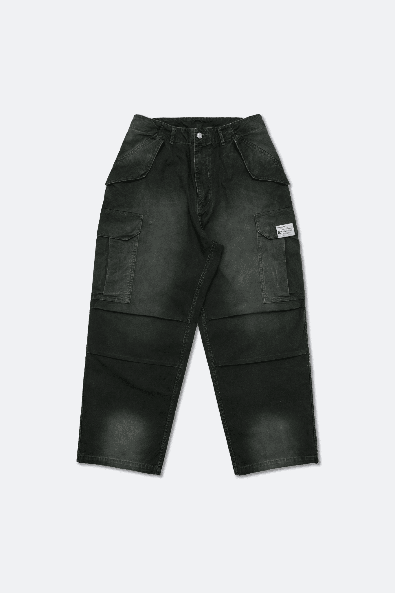 GROCERY WASHED WIDE CARGO PANTS/ FADED BLACK - GROGROCERY